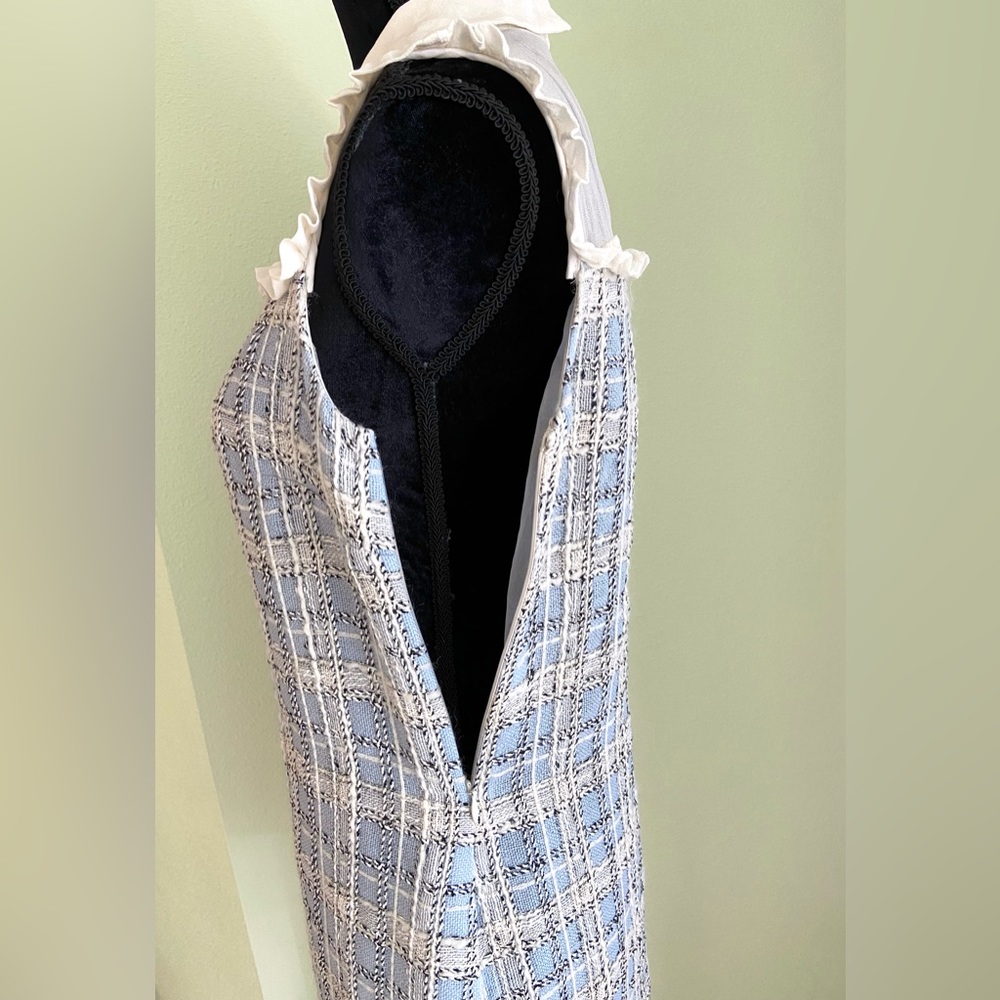 Rare MIU MIU Silk Ruffle Trim Wool Blend Tweed Mini Drees Size 40 - Picture 9 of 15